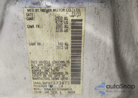 2014 Nissan Altima 2.5 S from USA, damaged, VIN 1N4AL3AP1EC173675